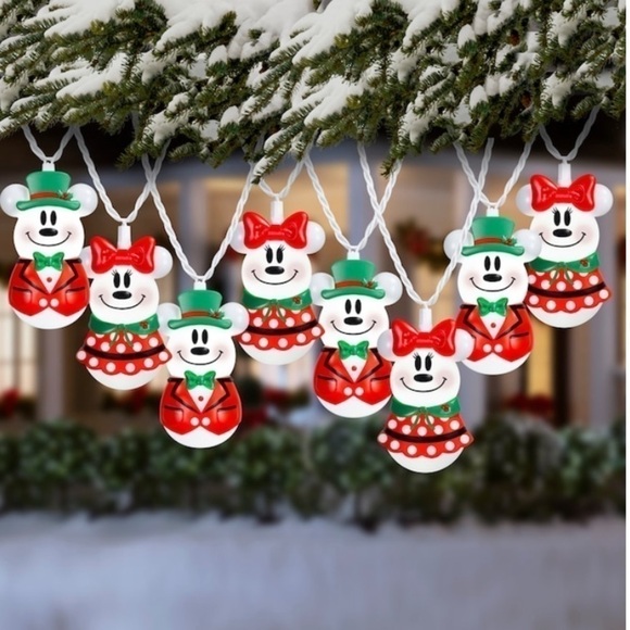 Disney Mickey Minnie Mouse Snowman String Lights NEW 8 Count 7 ft Christmas - Picture 5 of 5
